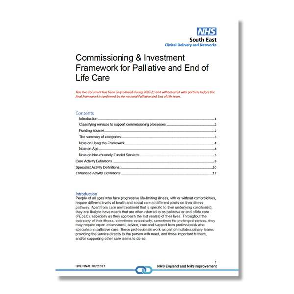Commissioning & Investment Framework for Palliative and End of Life Care