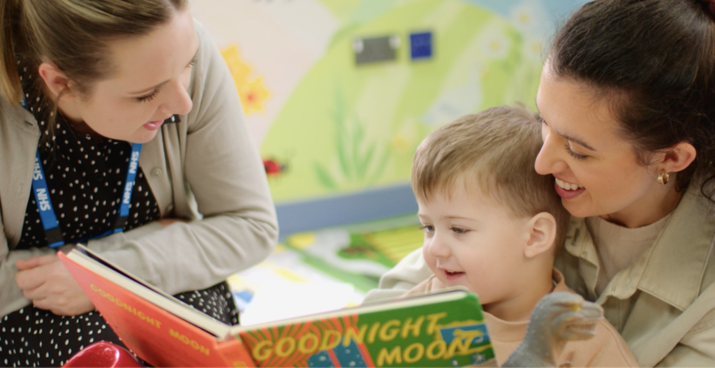 Health visitor with family